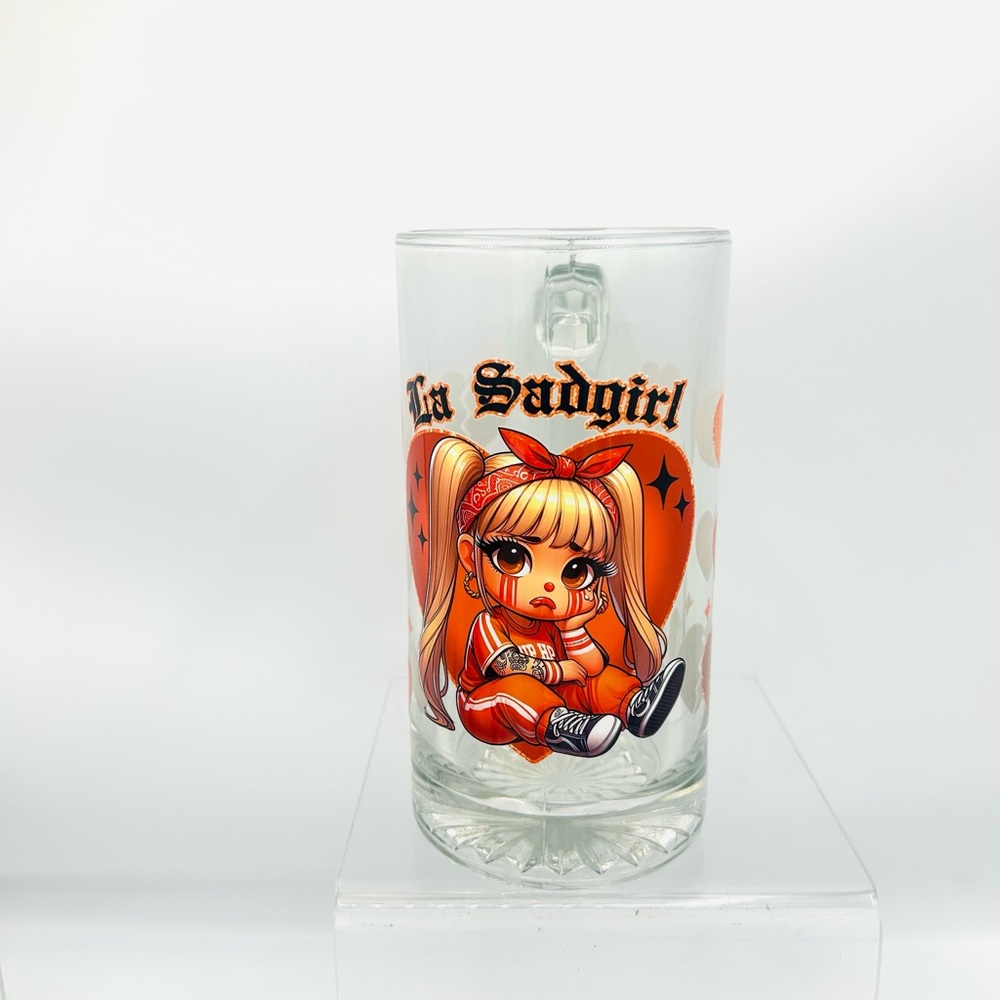 Cute La Sad Girl Glass Mug